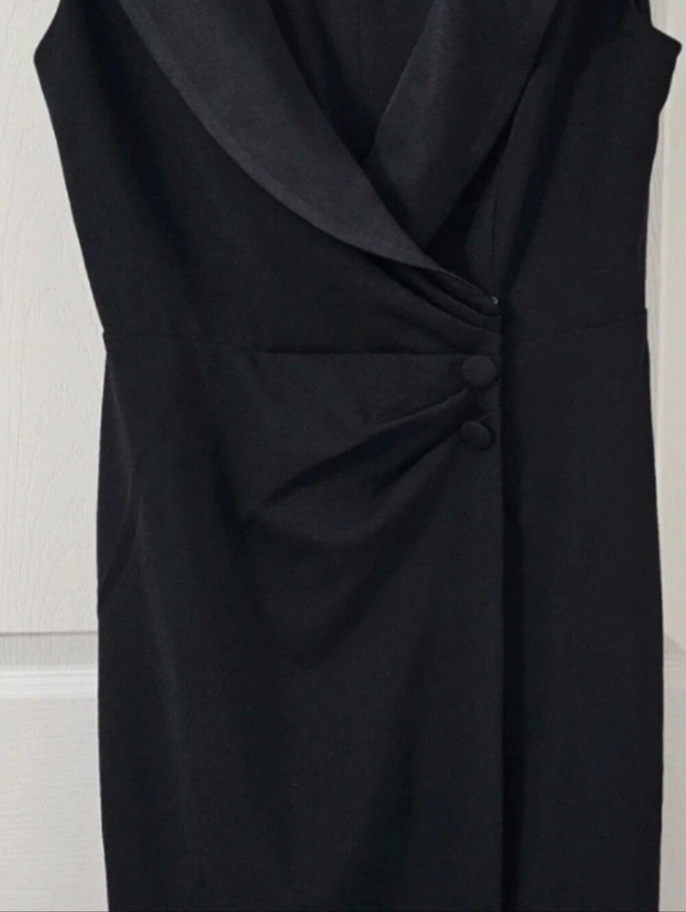 Maggy London Black Sleeveless Draped Midi Dress